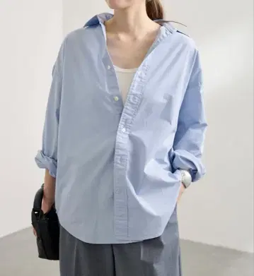 프레임워크 코튼 레귤러 카라 셔츠 색스 블루