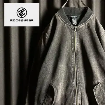 90s 로카웨어 블랙 데님 자켓 블루종 가죽 자켓