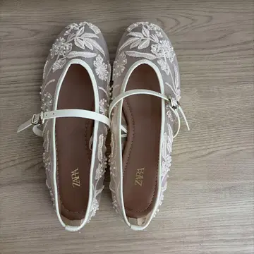 ZARA 자수 메쉬 발레리나 신발 36
