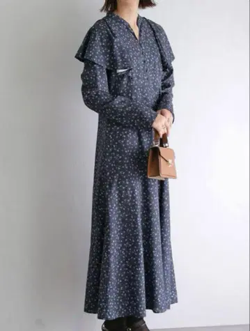 라 토탈리테 La TOTALITE 마이크로 새틴 프릴 프린트 원피스