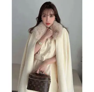 eimy istoire 인조 모피 칼라 망토 코트