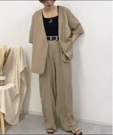 apres jour mignon 셋업 반팔 노카라 자켓