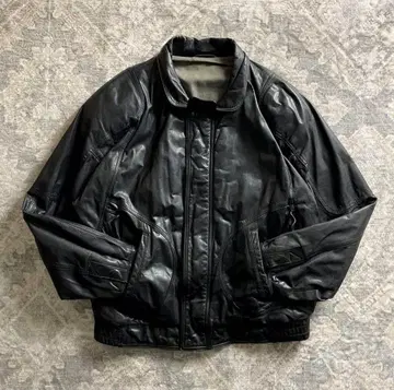 unknown vintage 블랙 쇼트 레더 재킷 L