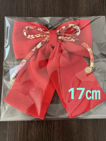 졸업식 하카마 머리 장식 리본 17cm 꽃 모티브 빨간색
