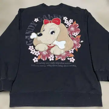 Candy Galfy 강아지 자수 레이디 트레이너 블랙 백 프린트 꽃무늬