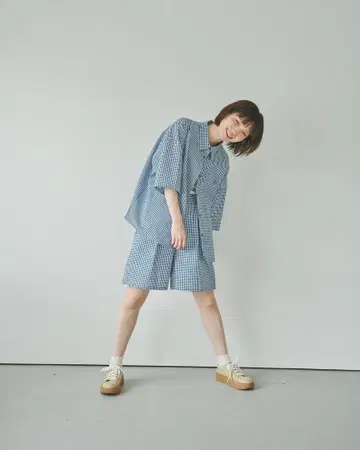 unclip 체크 하프 팬츠