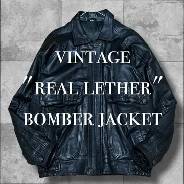 크롭 빈티지 리얼 레더 봄버 재킷