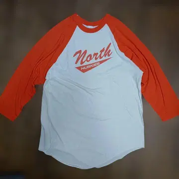 러셀 USA 제 90s 빈티지 7부 소매 래글런 T셔츠 M 화이트 오렌지