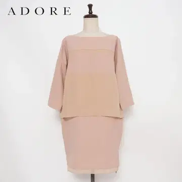 새상품급 ADORE 셋업풍 원피스 핑크 베이지 사이즈 36*GD224