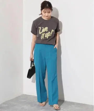 가격 인하 SLOBE IENA 컬러 스트레이트 팬츠 블루
