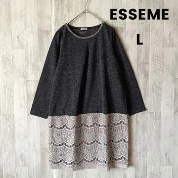 ESSEME 에시임 L 원피스 비즈 레이스 절개 그레이