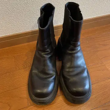 블랙 사이드 고어 부츠 통굽