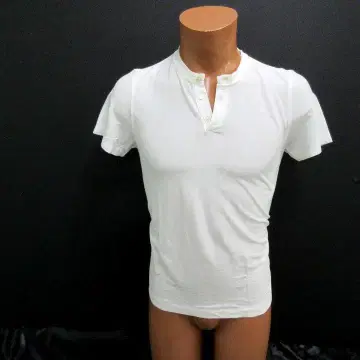 미사용 새상품 EADEM 이세탄 멘즈 헨리넥 T셔츠 화이트 S