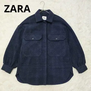 자라 ZARA 체크 무늬 자켓 오버 사이즈 네이비 S