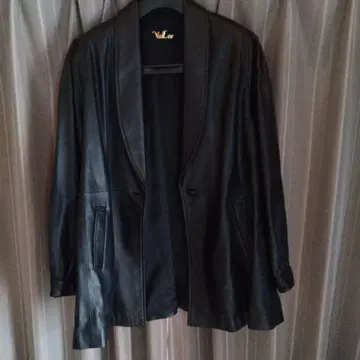 천연 가죽 싱글 버튼 자켓 블랙