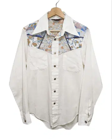 70s USA제 Career Club 웨스턴 셔츠 긴팔 꽃무늬 절개