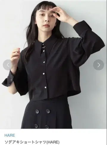HARE 소데아키 숏 셔츠 블라우스 블랙