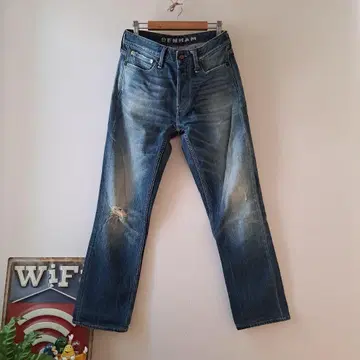 덴함 RAZOR SLIM FIT 데미지 가공 데님 W30