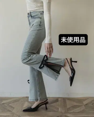 [ 미사용품 ] RANCLIC 리본 데님 청바지 라이트 블루 란클릭