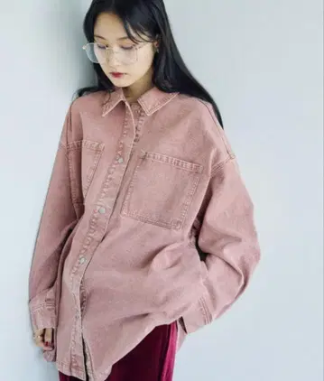 LEPSIM 프린지 패치 데님 셔츠 완판