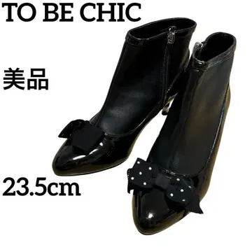 [ 새상품급 ] TO BE CHIC 투 비 시크 숏부츠 에나멜 블랙