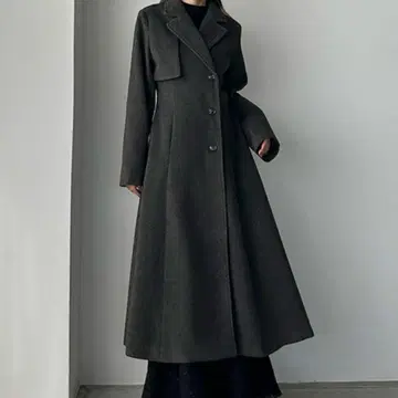 Louere 허리 쉐이프 플레어 체스터 코트 다크 그레이 M 사이즈