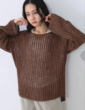 [ 새상품 ] Demi-LuxeBEAMS 메쉬 드롭 숄더 풀오버 니트