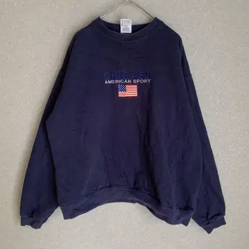 COTTON DELUXE 90s 시카고 자수 맨투맨 네이비 M