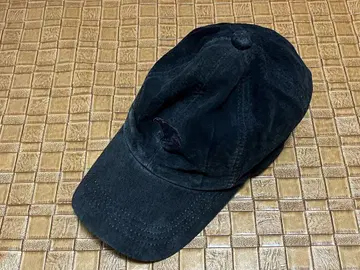 빈티지 HARRIER 올 가죽 캡 / 블랙 천연 가죽 자수 블랙