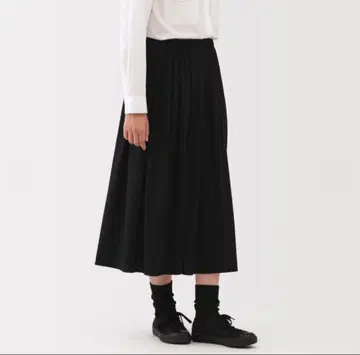 무인양품 무지 라보 저지 플리츠 스커트 L