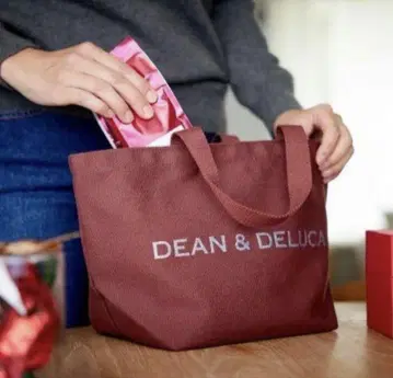 [ 미사용 새상품 ] DEAN&DELUCA 레드 콩 홀리데이 토트백 S