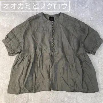 늑대와 올빼미 늑대와 창가의 작은 등불 린넨 100% 셔츠 블라우스