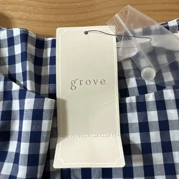 grove 체크 무늬 반팔 셔츠 네이비 화이트 사이즈 M