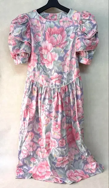 Lanz originals 아메리칸 빈티지 꽃무늬 퍼프 슬리브 롱 드레스