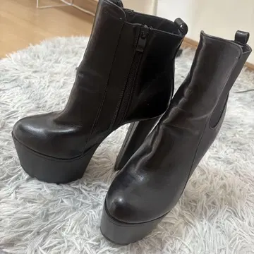부츠 하이힐 가죽 블랙 24.5cm 16cm힐