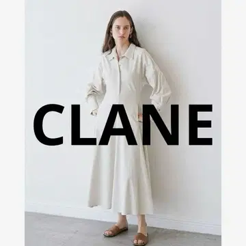 CLANE 클라네 셔츠 원피스 레이온 코튼 긴팔 V넥 무지