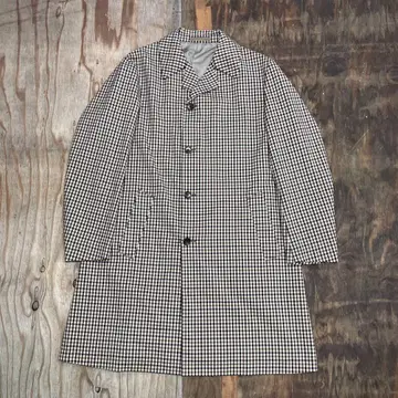 TAKEO KIKUCHI TK 깅엄 체크 스텐카라 코트 택 포함