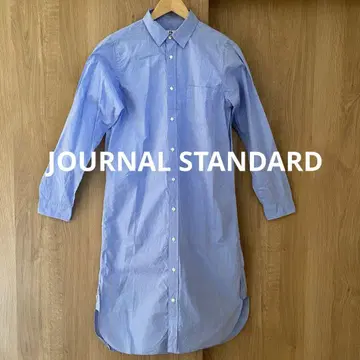 JOURNAL STANDARD 셔츠 원피스 긴팔 라이트 블루 면 100%