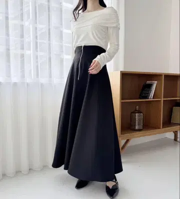 지퍼 플레어 스커트 NICE CLAUP 6단계 사이즈 조절 가능