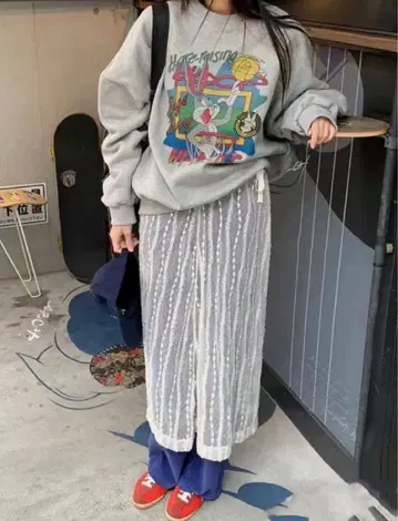 nugu heilis 자수 튤 레이어드 레이스 스커트