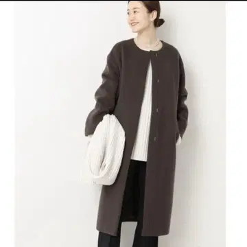 IENA 더블 비버 노카라 롱 코트 36