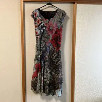 Desigual XL 꽃무늬 반팔 무릎 기장 원피스