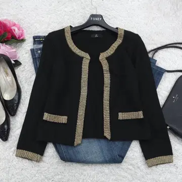 G9726*이네드 울 가디건 노카라 자켓 블랙 9