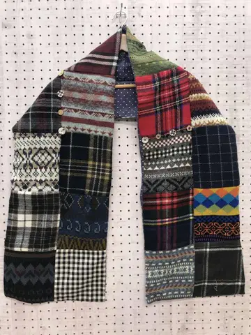 레트로 유로 컨트리 트레디셔널 구제 의류 도트 안감 패치워크 머플러