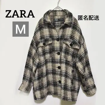 ZARA 체크 무늬 트위드 셔츠 자켓