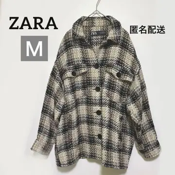 ZARA 체크 무늬 트위드 셔츠 자켓