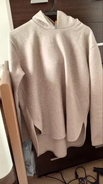 베이지 저지 후드티