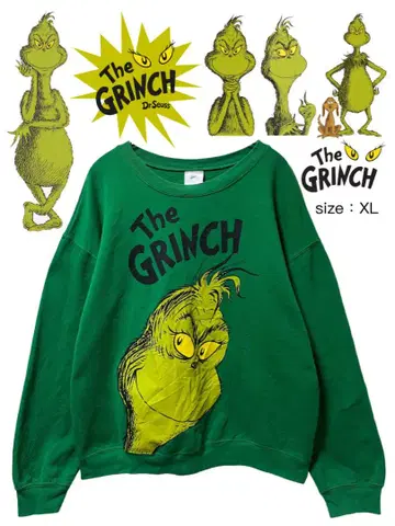 THE GRINCH Dr. Seuss 맨투맨 XL 그린 USA 구제 의류