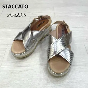 STACCATO 크로스 스트랩 샌들 통굽 23.5cm 실버