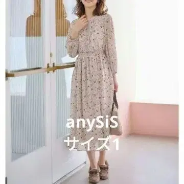 anySiS [세탁 가능] 플라워 블루밍 퍼프 소매 원피스 1 S